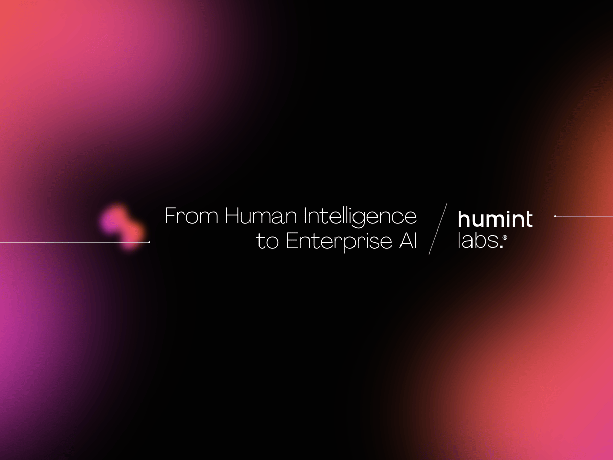 From Human Intelligence to Enterprise AI — Humint Labs brand visual with gradient blobs