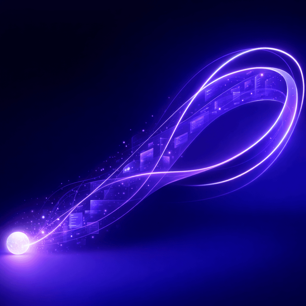 End-to-end ownership — flowing data stream connecting systems